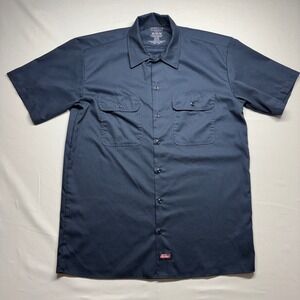 Dickies TempControl Cooling Navy Blue Short Sleeve Work Shirt Mens Medium 198